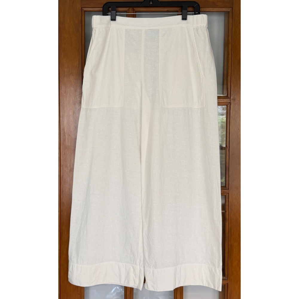 M.M.LaFleur Madelyn Pull On Pants Linen Cotton Wide Leg White Cream Women's 12